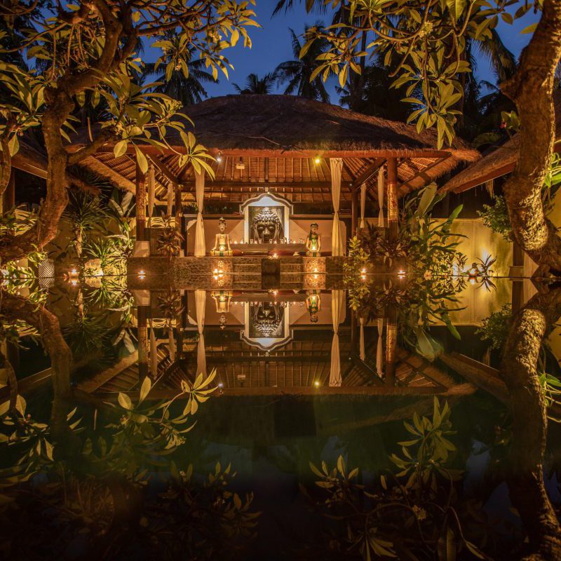 Inside pool by night